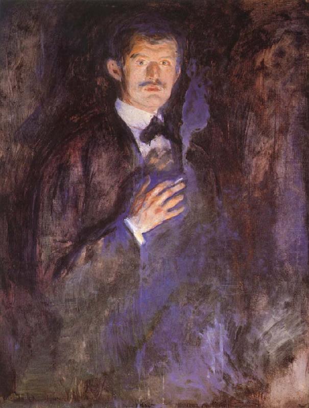 Holding a cigarette of Self-Portrait, Edvard Munch